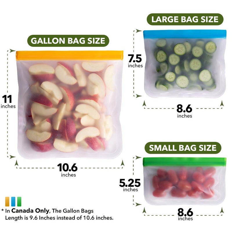 Greenzla Reusable Food Storage Bags - 12 Pack BPA-Free, Extra Thick, Leakproof Freezer & Lunch Carriers; 4 Gallon, Sandwich & Snack Options - Reusable Lunch Bags - Image 2